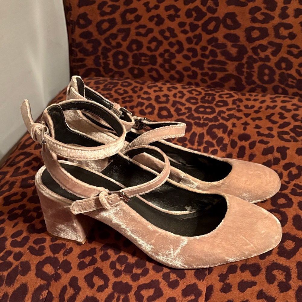 Rebecca Minkoff Velvet Blush Pink Block Heels
